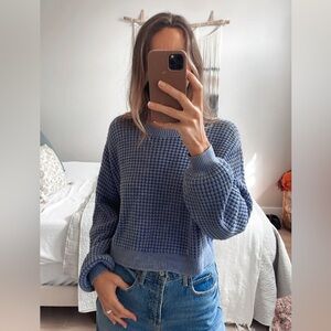 Hollister Textured Blue Crew Neck Sweater